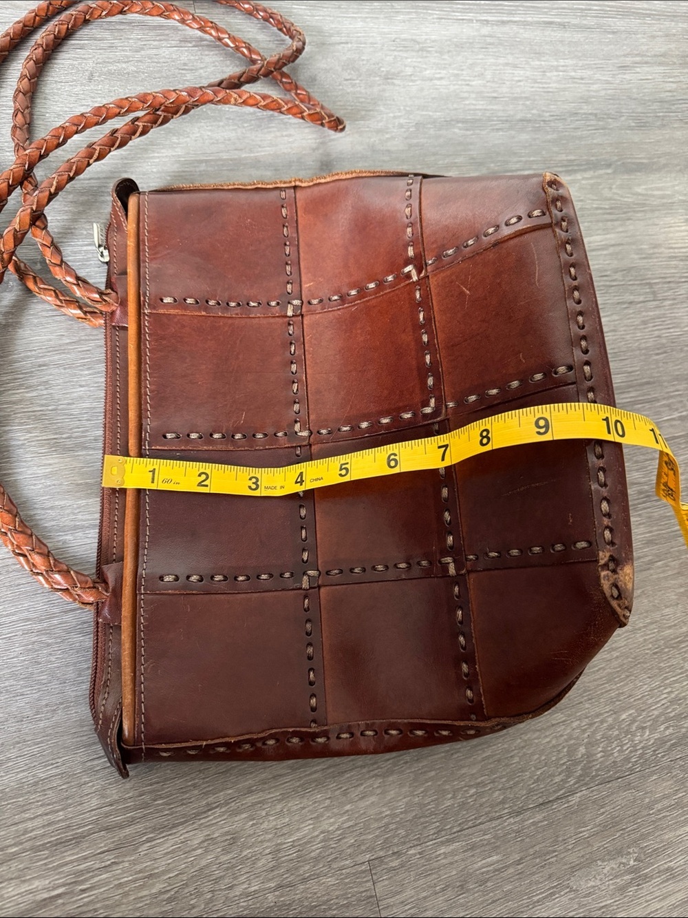 Ellepi Handmade Braided-Strap Patchwork Leather Shoulder Bag in Deep Brown - Picture 7 of 10